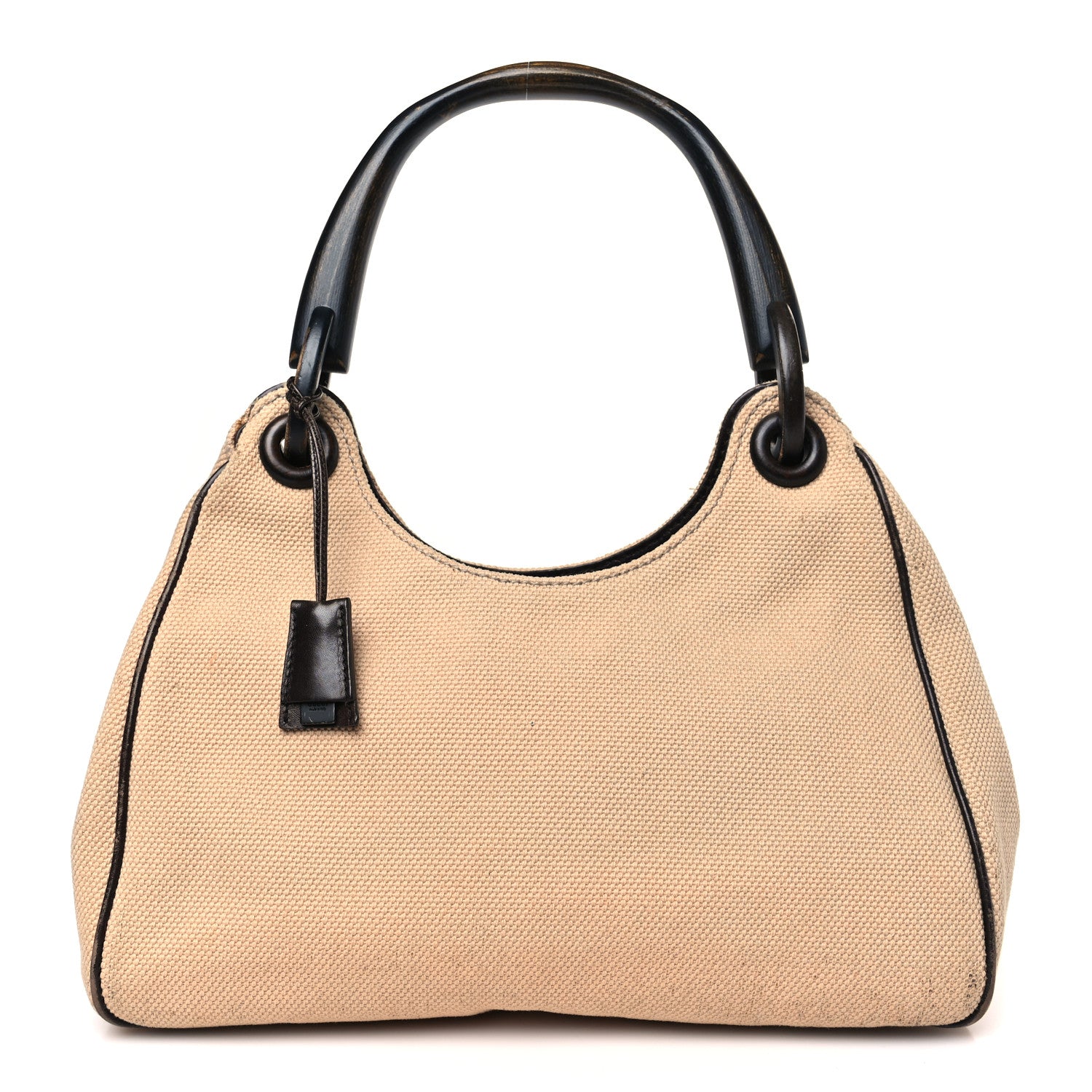 Gucci Canvas Wooden Handle Shoulder Bag Beige 1 of 9