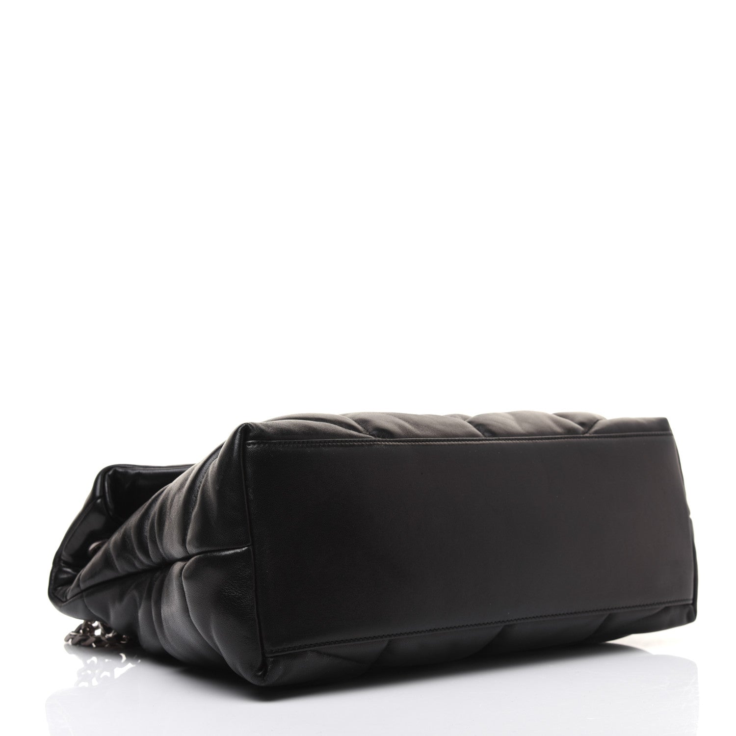Saint Laurent Lambskin Quilted Medium Loulou Puffer Monogram Chain Satchel Black 4 of 23