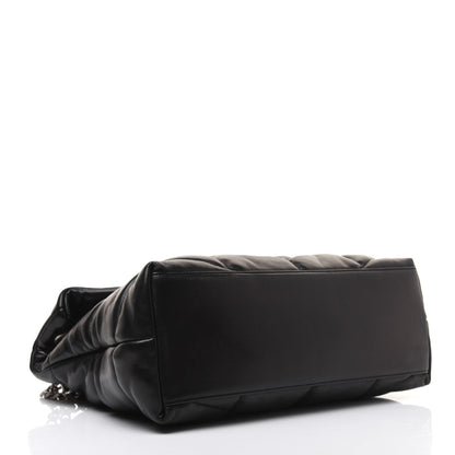 Saint Laurent Lambskin Quilted Medium Loulou Puffer Monogram Chain Satchel Black 4 of 23