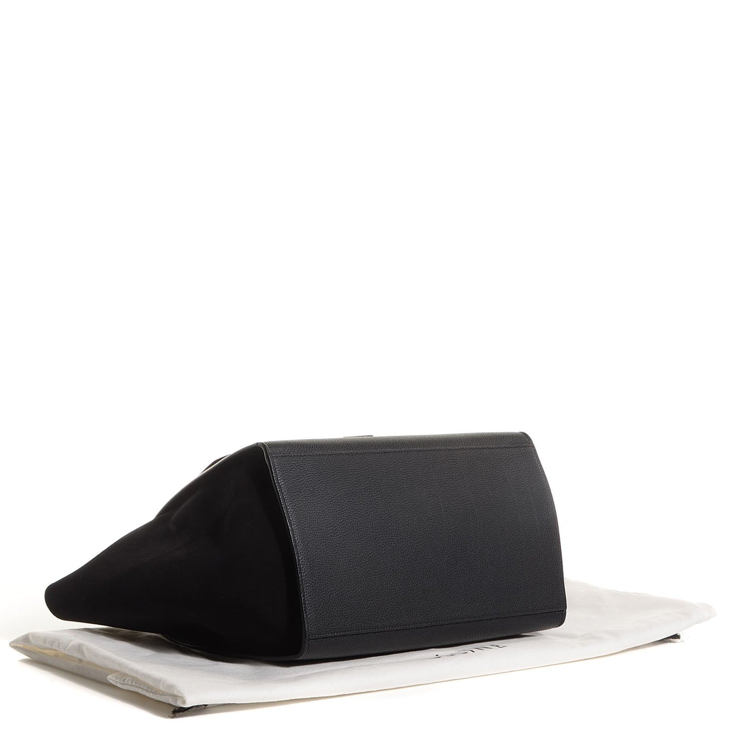 Drummed Calfskin Suede Medium Trapeze Black