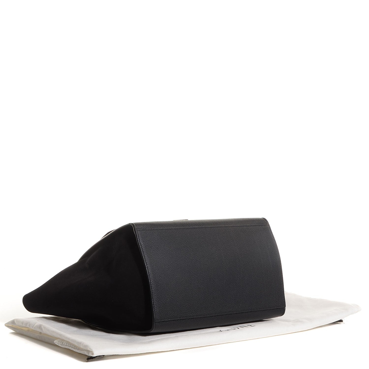 Celine Drummed Calfskin Suede Medium Trapeze Black 4 of 9