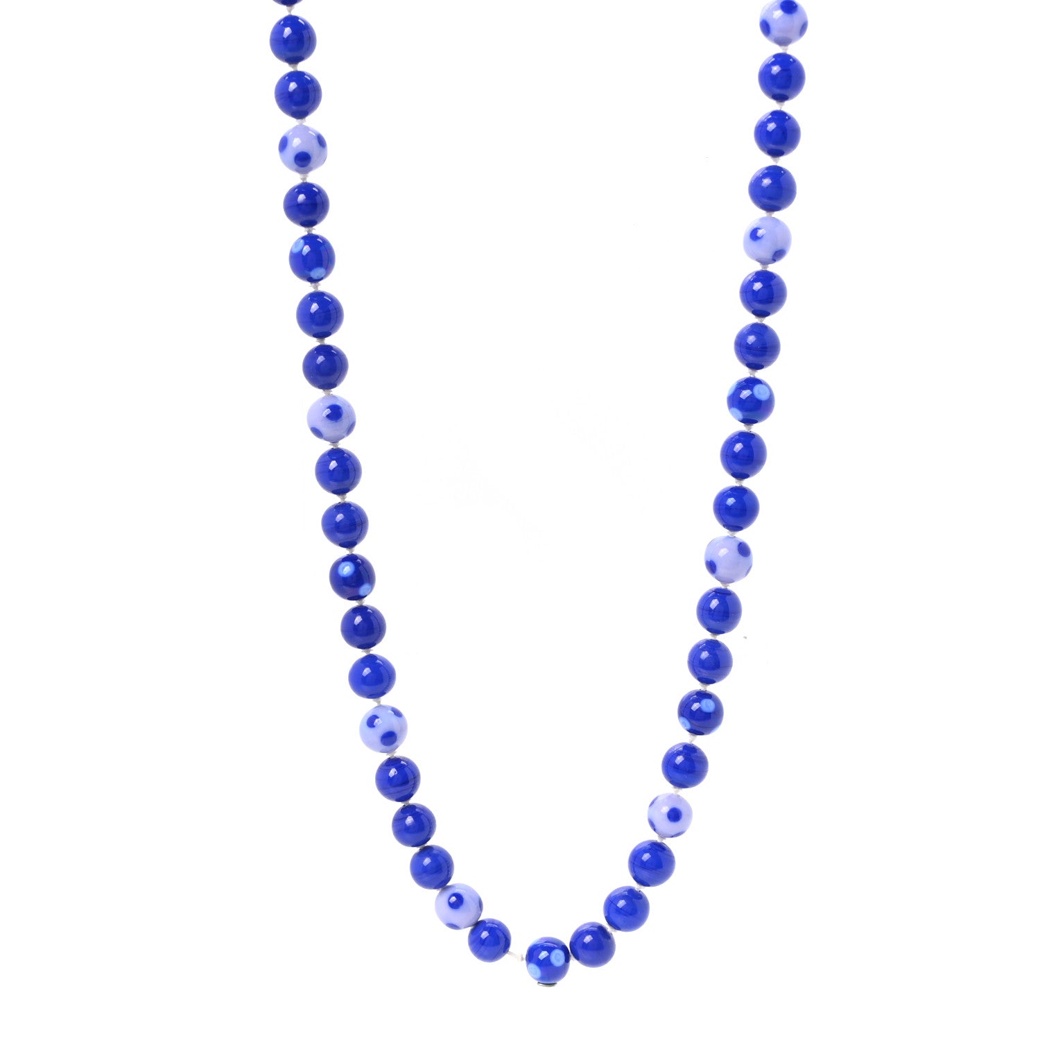 Chanel Pearl Beaded Ribbon Necklace Blue 1 of 4