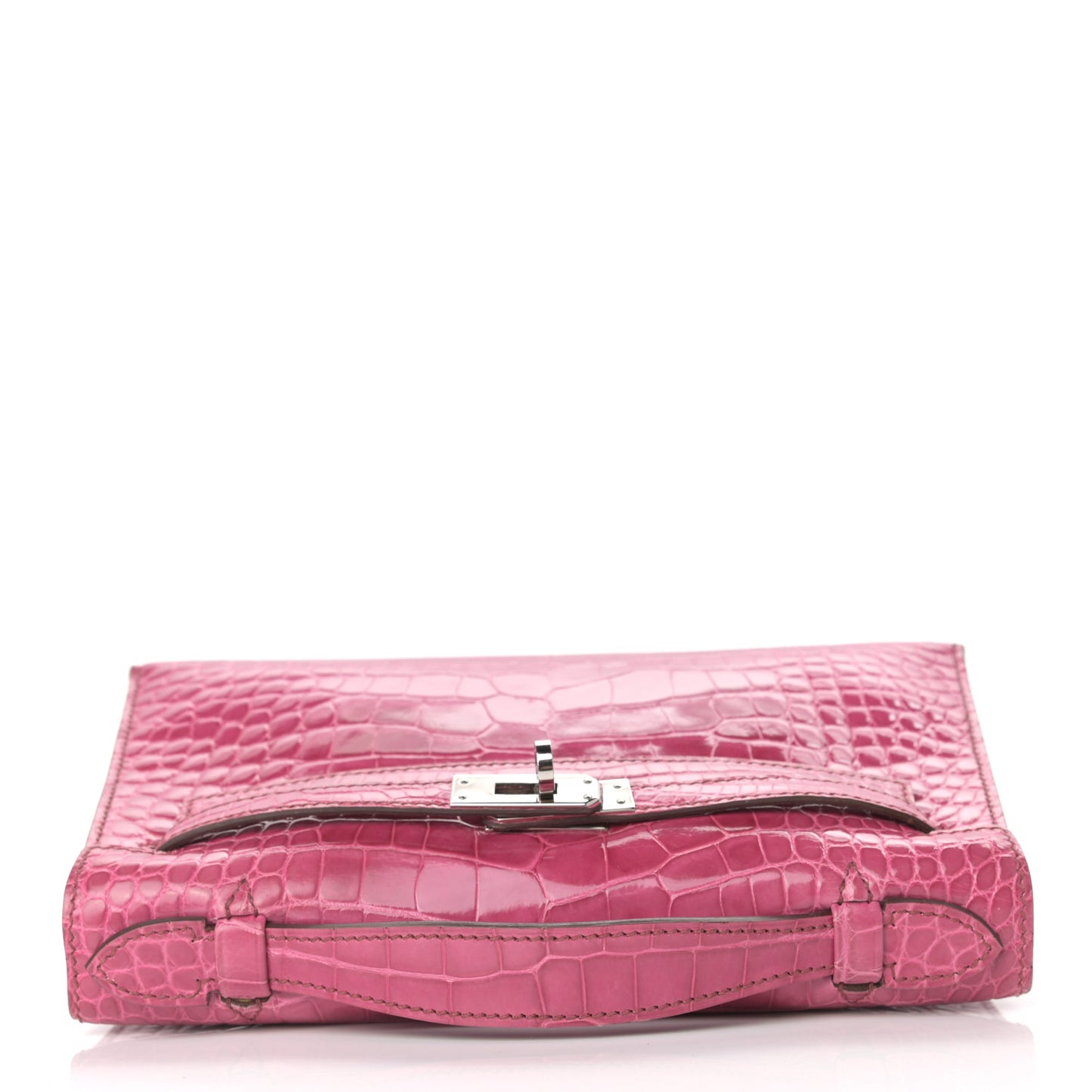 Shiny Alligator Kelly Pochette Fuchsia