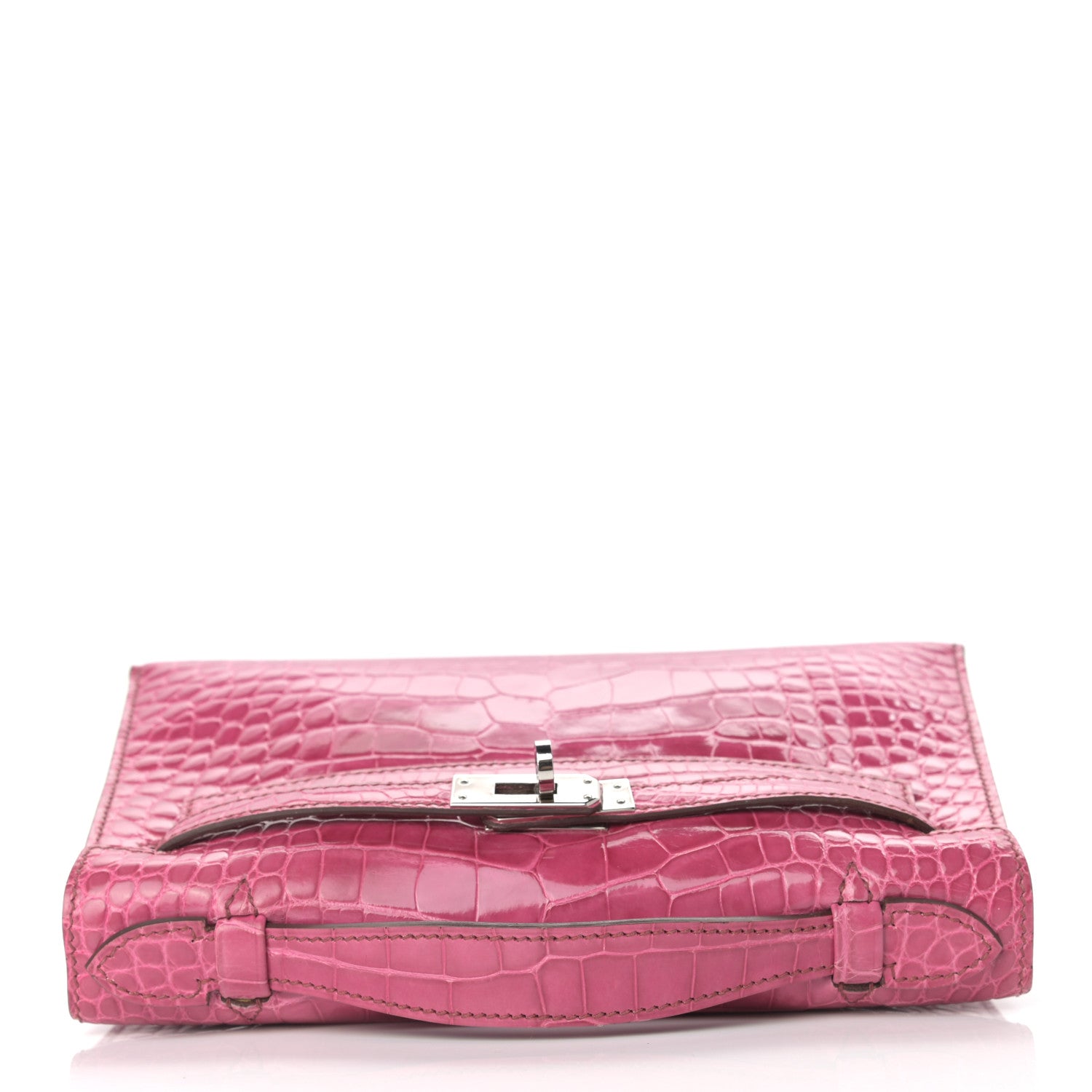 Hermes Shiny Alligator Kelly Pochette Fuchsia 7 of 26
