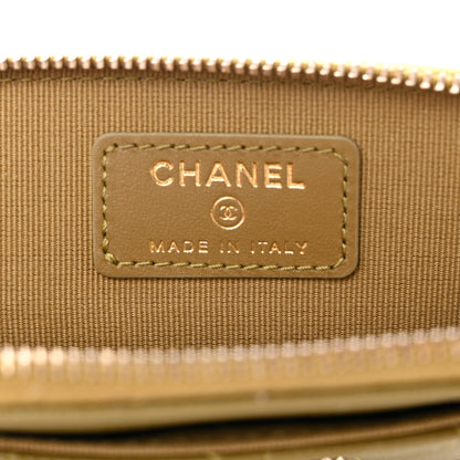 Chanel Caviar Metal Quilted Zip Card Holder Wallet Green 6 of 9