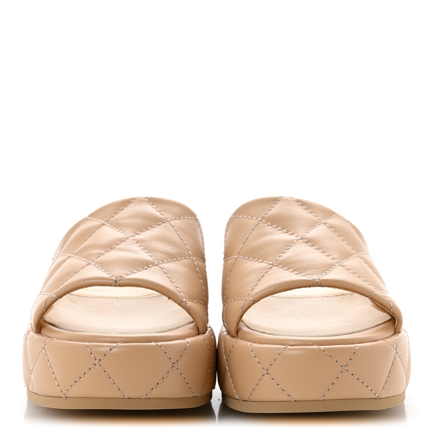 Chanel Lambskin Quilted Camelia CC Wedge Sandal Mules 39 Beige 3 of 10