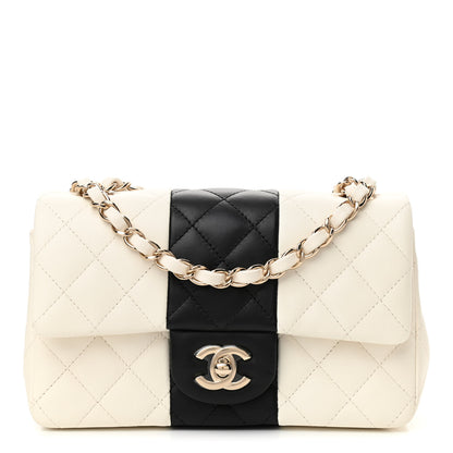 Chanel Lambskin Quilted Mini Rectangular Flap White Black 1 of 11