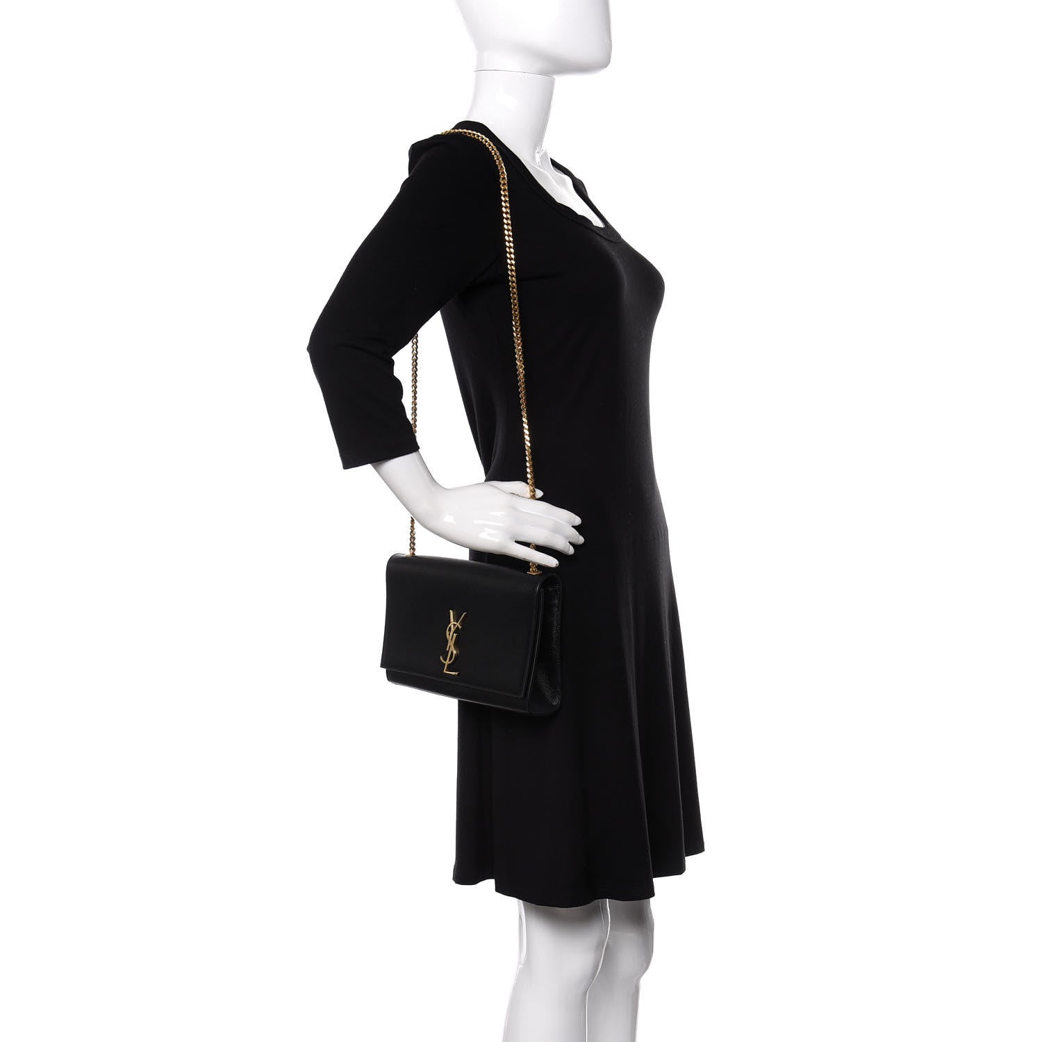 Saint Laurent Grain De Poudre Medium Classic Monogram Kate Satchel Black 2 of 10