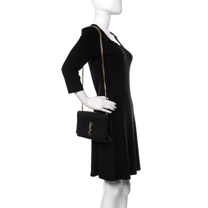 Saint Laurent Grain De Poudre Medium Classic Monogram Kate Satchel Black 2 of 10