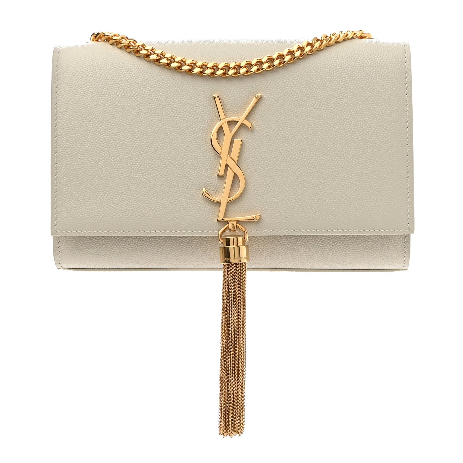 Saint Laurent Grain De Poudre Small Classic Monogram Kate Tassel Satchel Crema Soft 1 of 9