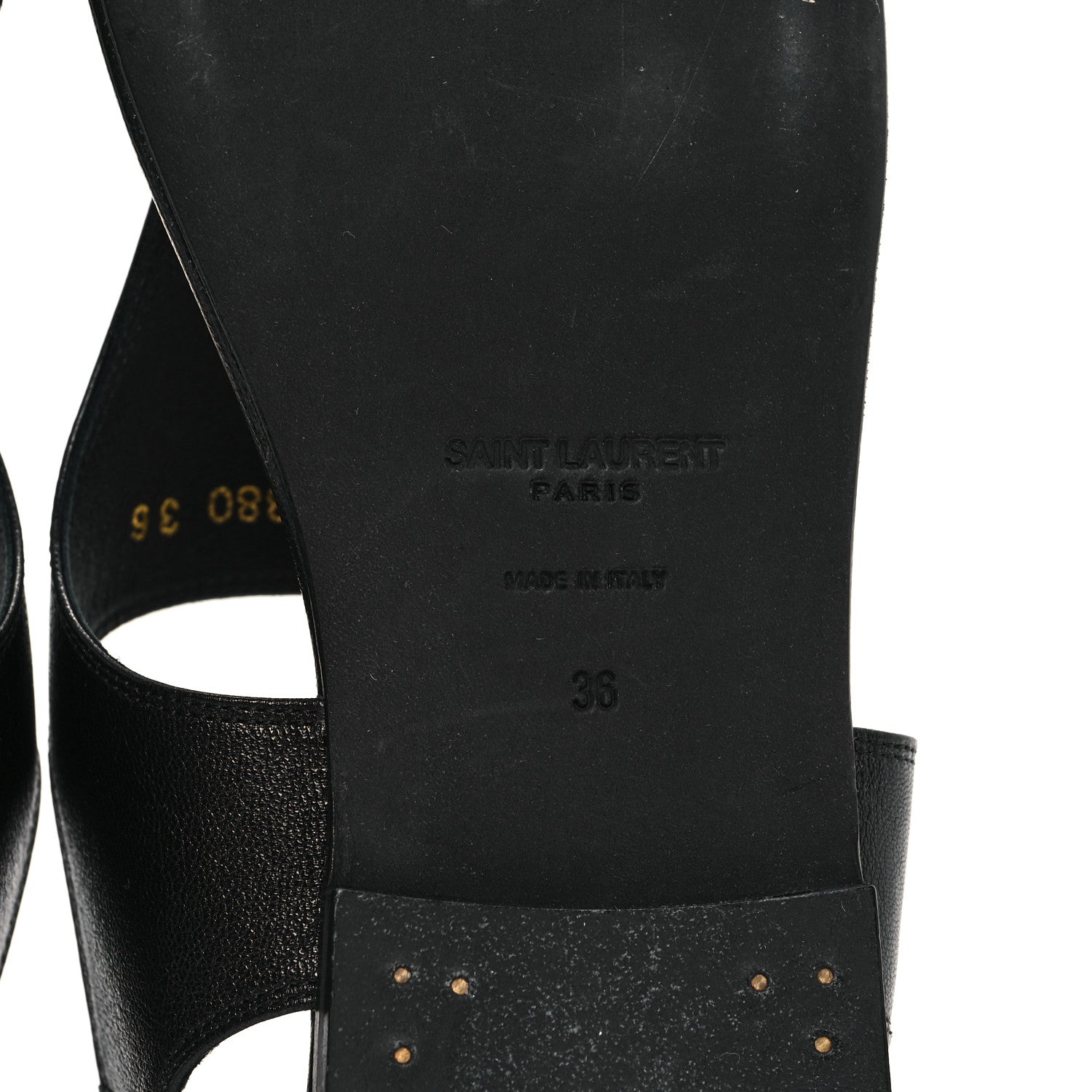 Saint Laurent Calfskin Incrociato Denver Monogram Sandals 36 Black 7 of 9