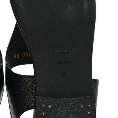 Saint Laurent Calfskin Incrociato Denver Monogram Sandals 36 Black 7 of 9