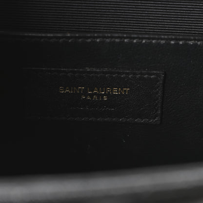 Saint Laurent Grain De Poudre Textured Mixed Matelasse Triquilt Medium Monogram Satchel Black 6 of 10