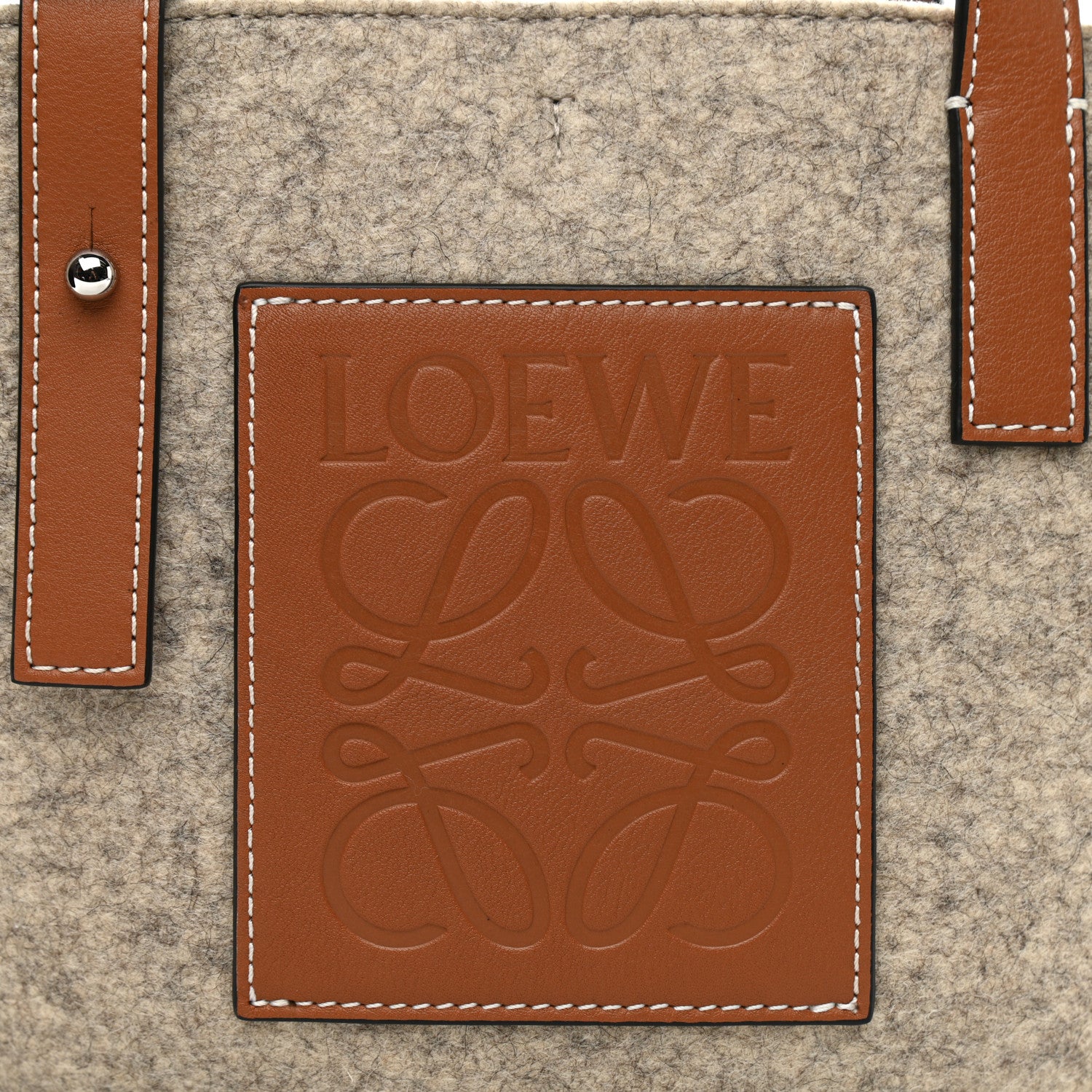 Loewe Felt Calfskin Elephant Basket Tote Beige Brown 8 of 11