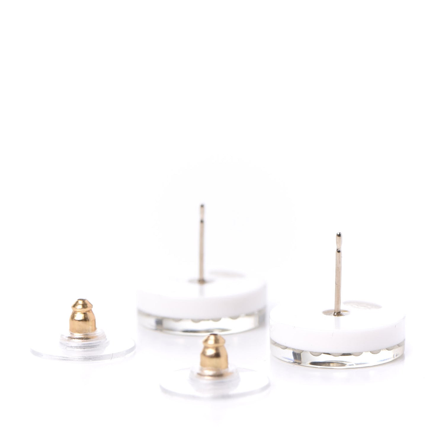 Resin Pearl CC Earrings White Black