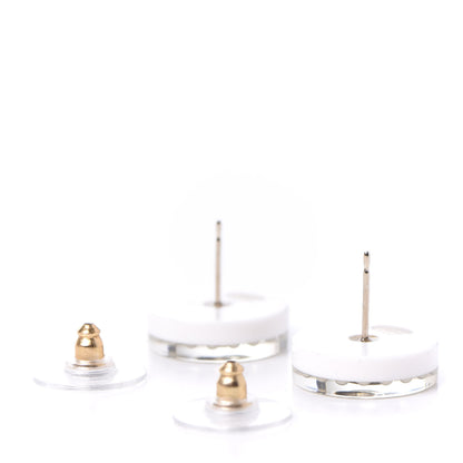 Chanel Resin Pearl CC Earrings White Black 3 of 5