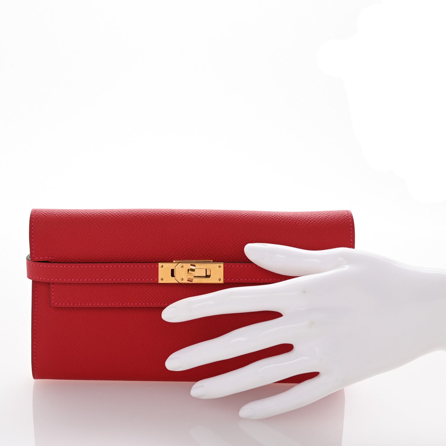 Epsom Kelly Longue Wallet Rouge Casaque
