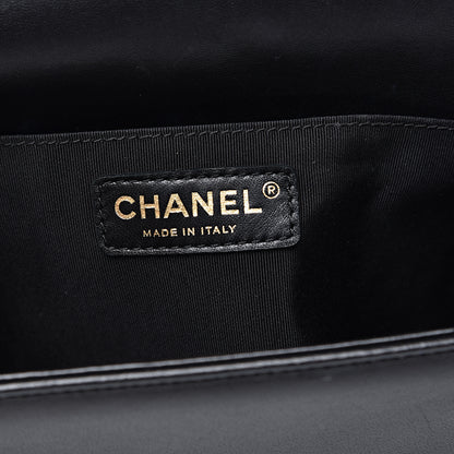 Chanel Calfskin Chevron Quilted Medium Boy Flap Black 5 of 14