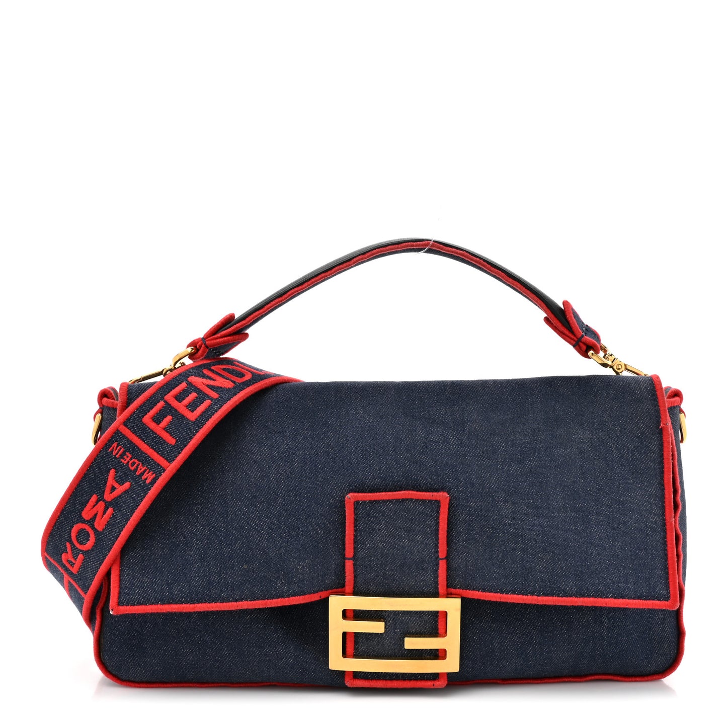 Denim Large Baguette Blue Rosso