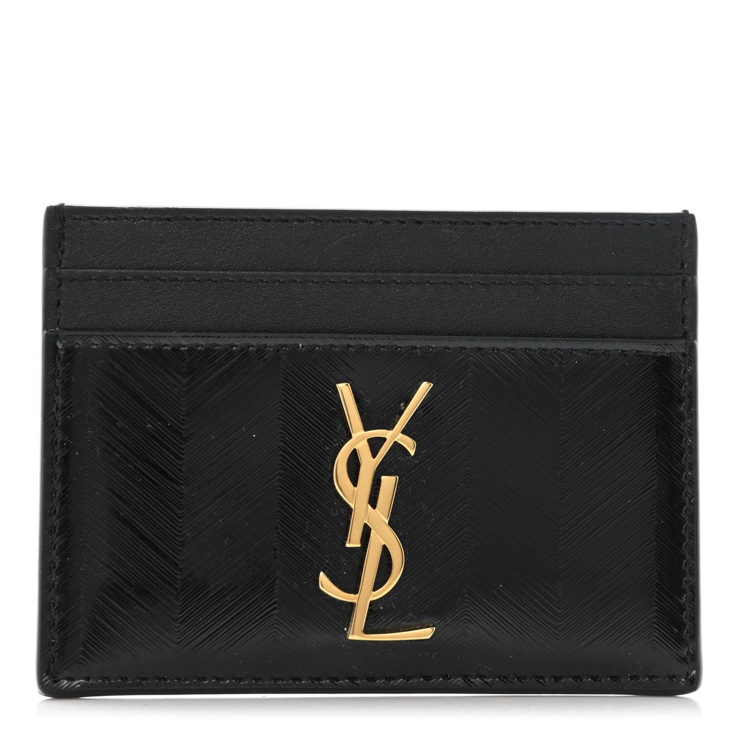 Embossed Calfskin Monogram Cassandre Credit Card Case Black