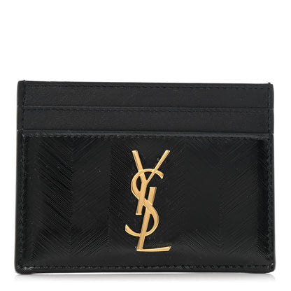 Saint Laurent Embossed Calfskin Monogram Cassandre Credit Card Case Black 1 of 7