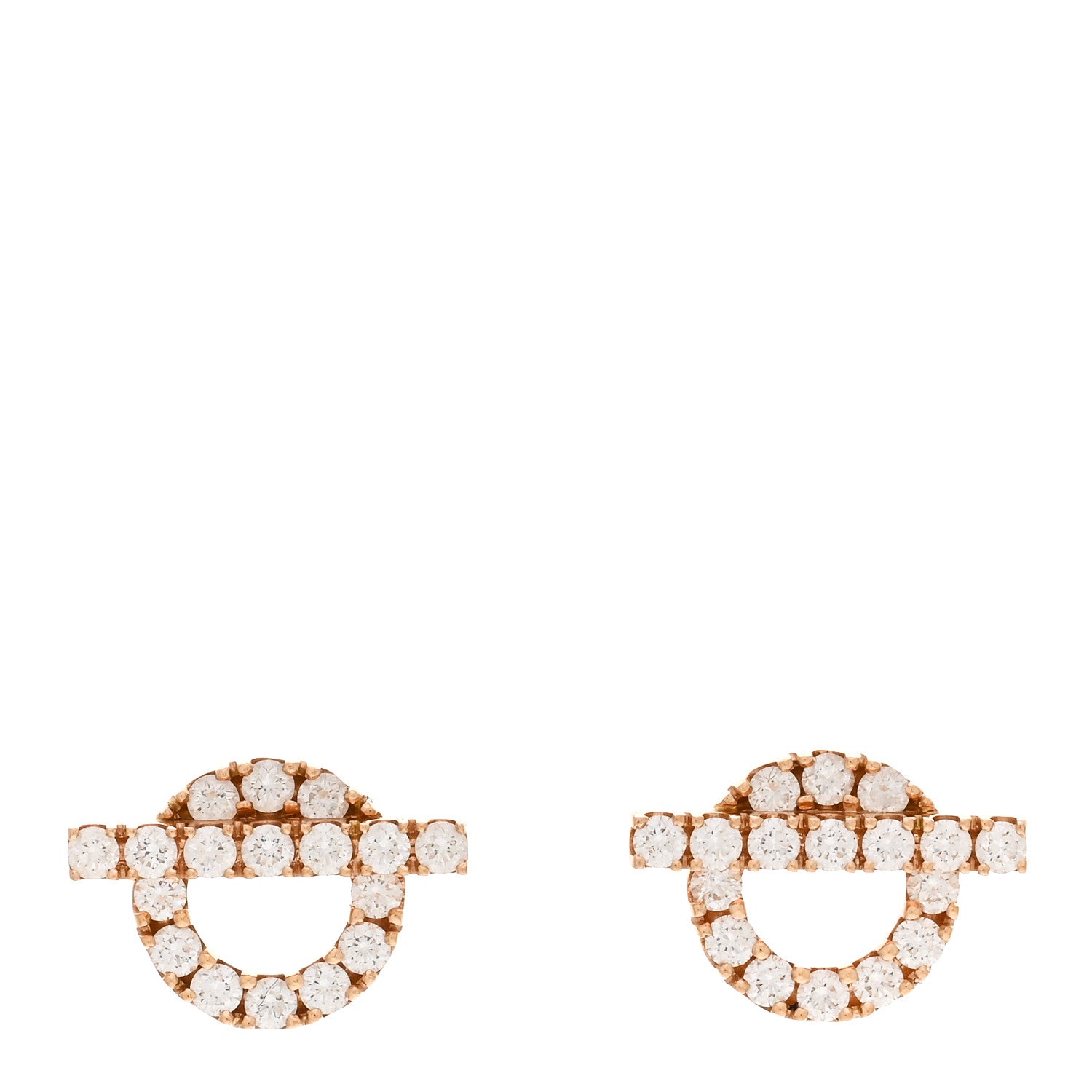 Hermes 18K Rose Gold Diamond Finesse Earrings 1 of 5