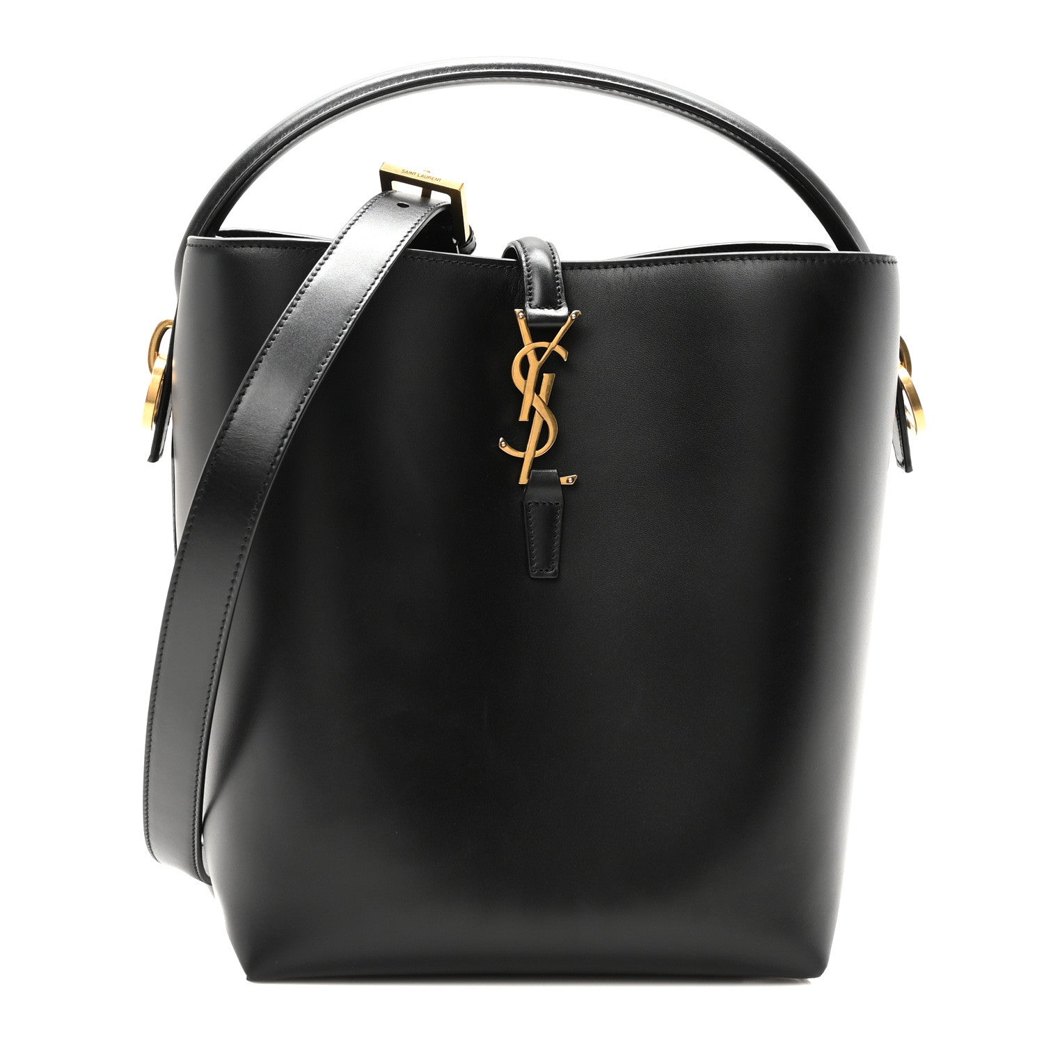 Saint Laurent Smooth Shiny Calfskin Monogram Le 37 Bucket Bag Black 1 of 10