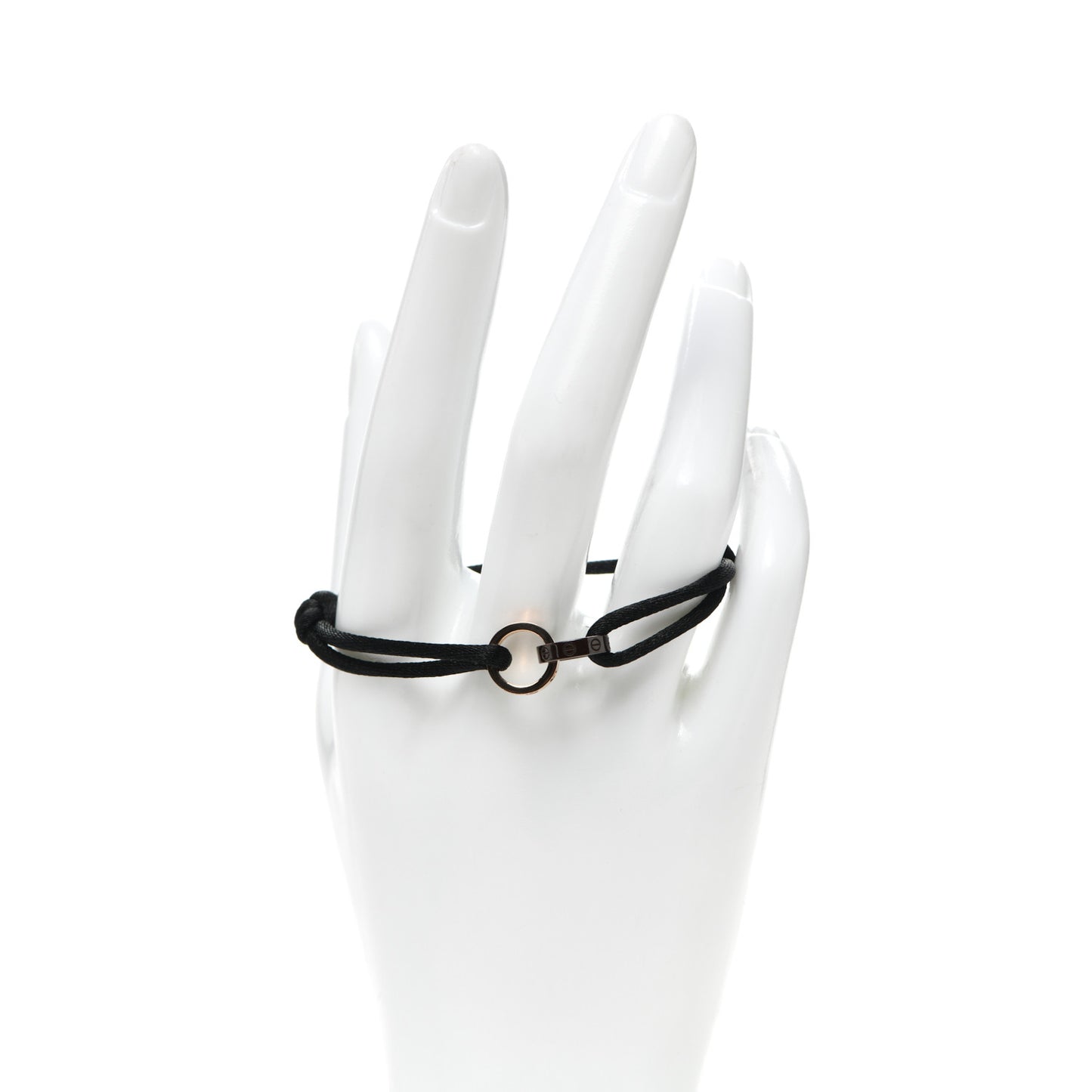 18K Pink Gold Ceramic 4 Diamond LOVE Cord Bracelet Black