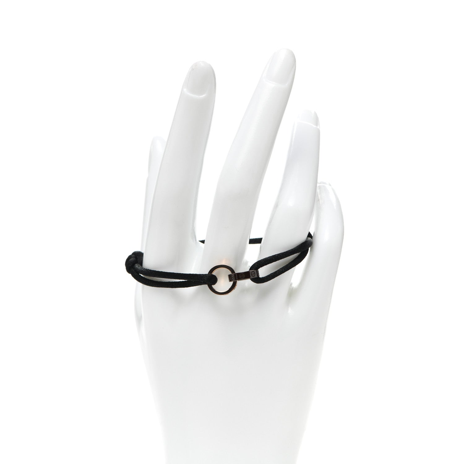 Cartier 18K Pink Gold Ceramic 4 Diamond LOVE Cord Bracelet Black 2 of 5