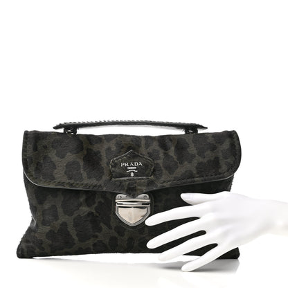 Prada Cavallino Leopard Print Pushlock Envelope Clutch Mimetico 2 of 16