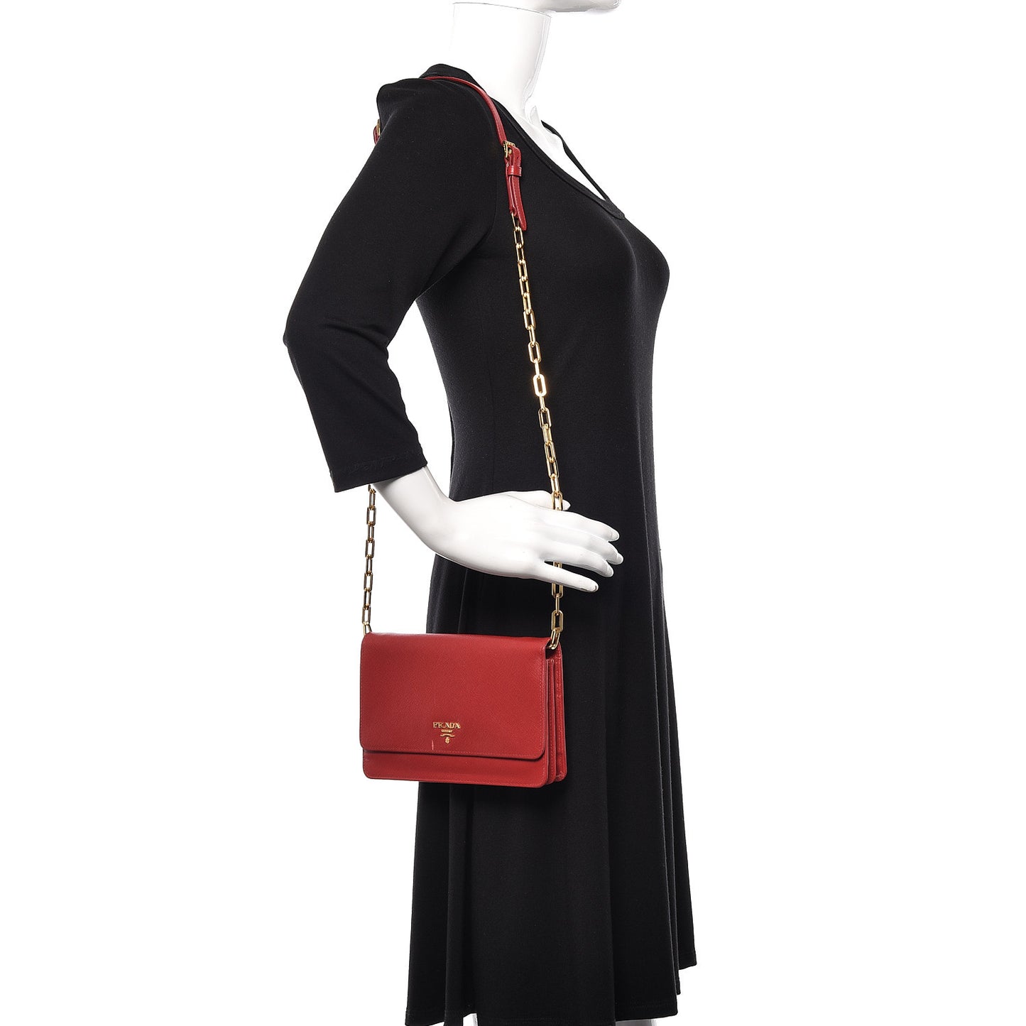 Saffiano Metal Flap Wallet With Strap Fuoco