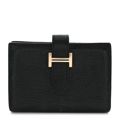 Hermes Chevre Mysore Mini Bearn Wallet Black 1 of 15