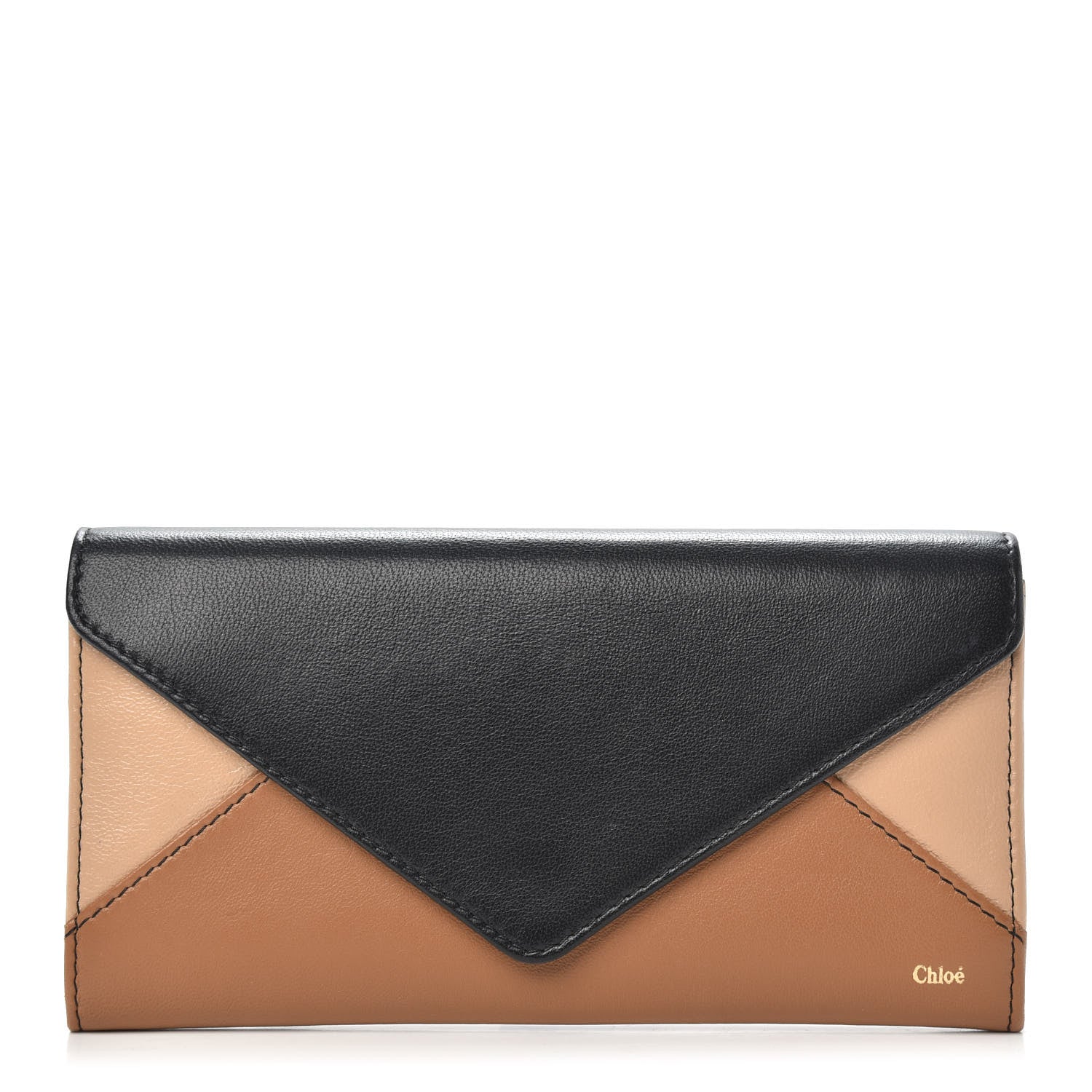 Chloe Calfskin Patchwork Wallet Black Nude 1 of 10