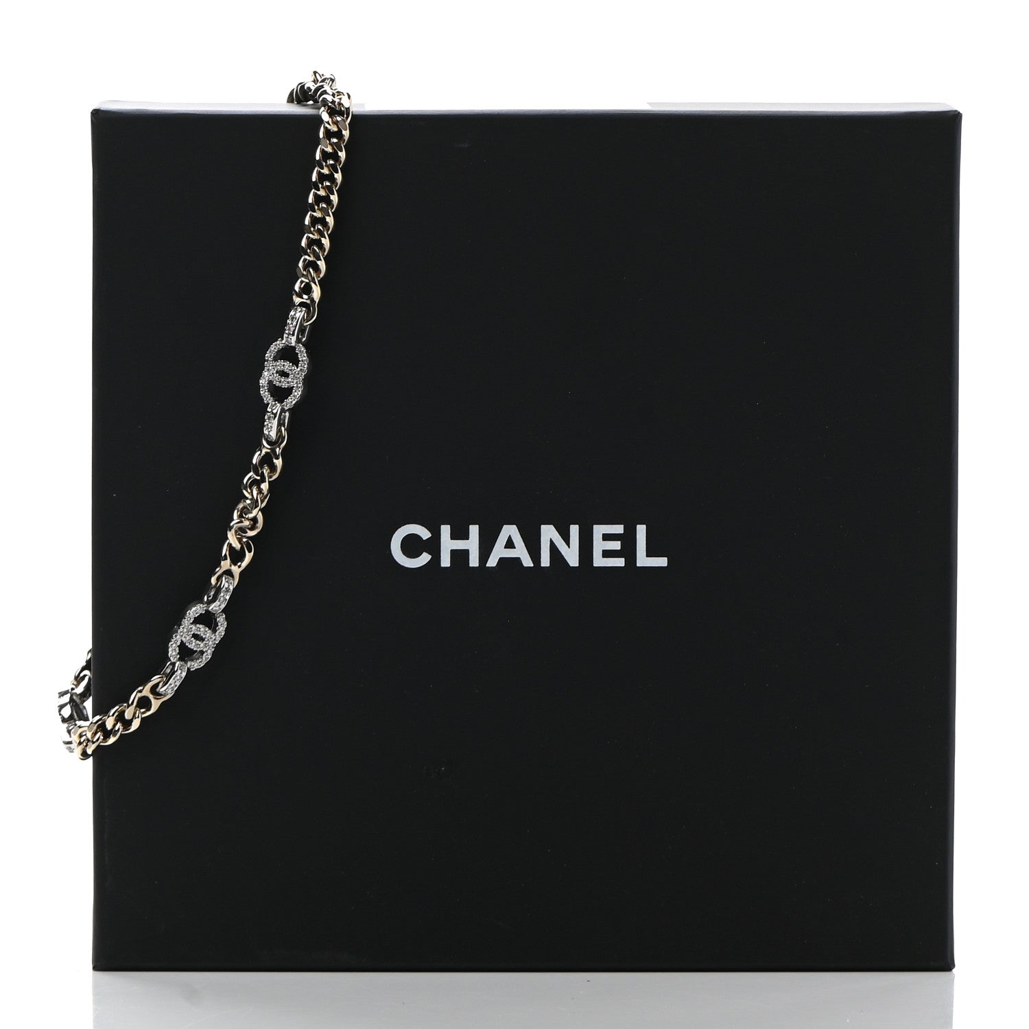 Chanel Crystal Chain CC Link Choker Gold Silver 7 of 7