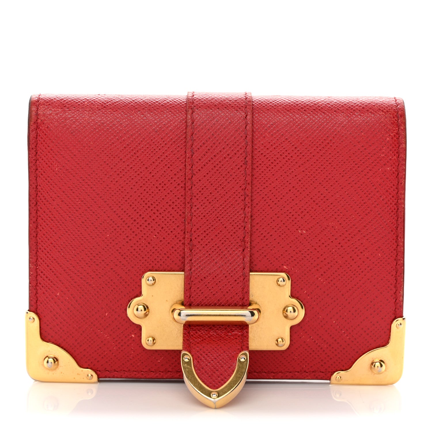 Prada Saffiano Cahier Compact Flap Wallet Fuoco 1 of 10
