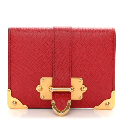 Prada Saffiano Cahier Compact Flap Wallet Fuoco 1 of 10