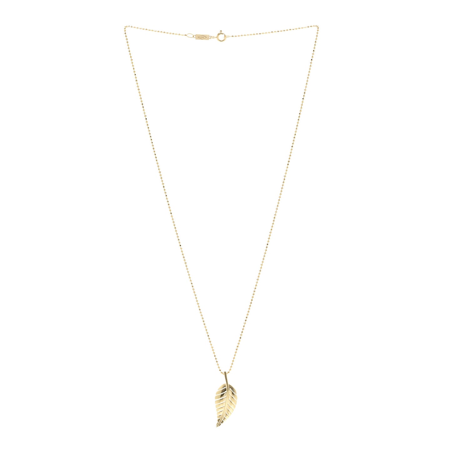 18K Yellow Gold Small Leaf Necklace