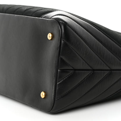 Chanel Calfskin Chevron Quilted Shopping Tote Black 10 of 11