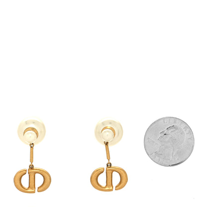 Christian Dior Pearl CD Tribal Drop Earrings Gold 2 of 4