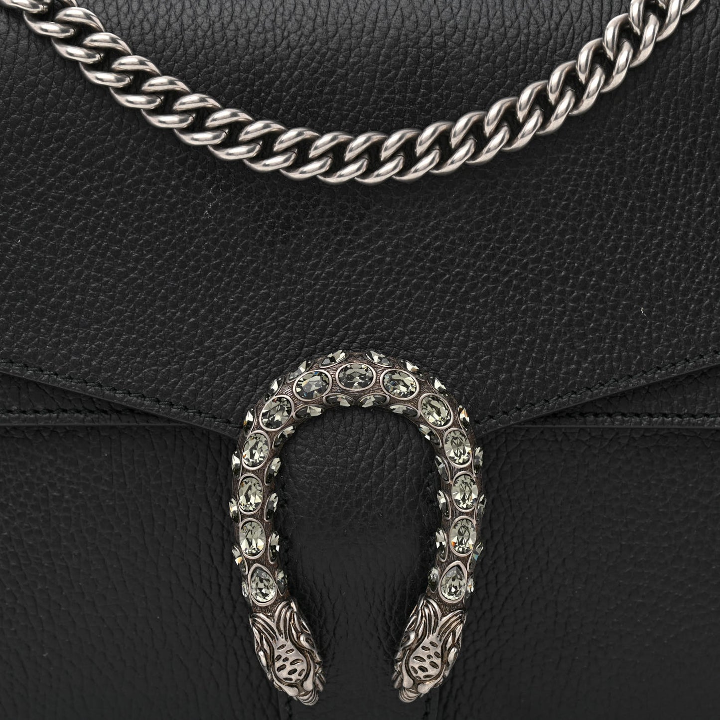 Dollar Calfskin Crystal Medium Dionysus Shoulder Bag Black Black Diamond