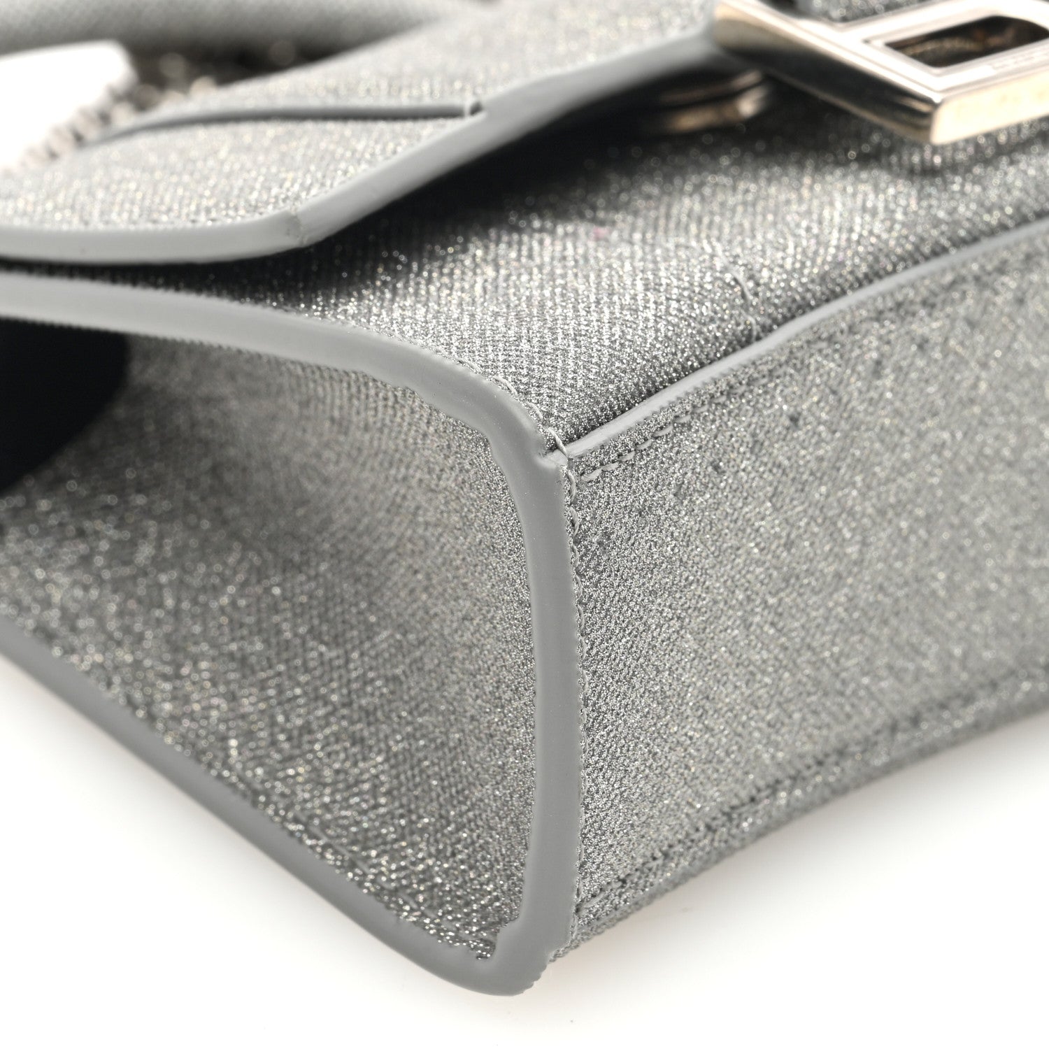 Balenciaga Glitter Fabric Hourglass Top Handle Bag Mini with Chain Grey 8 of 9