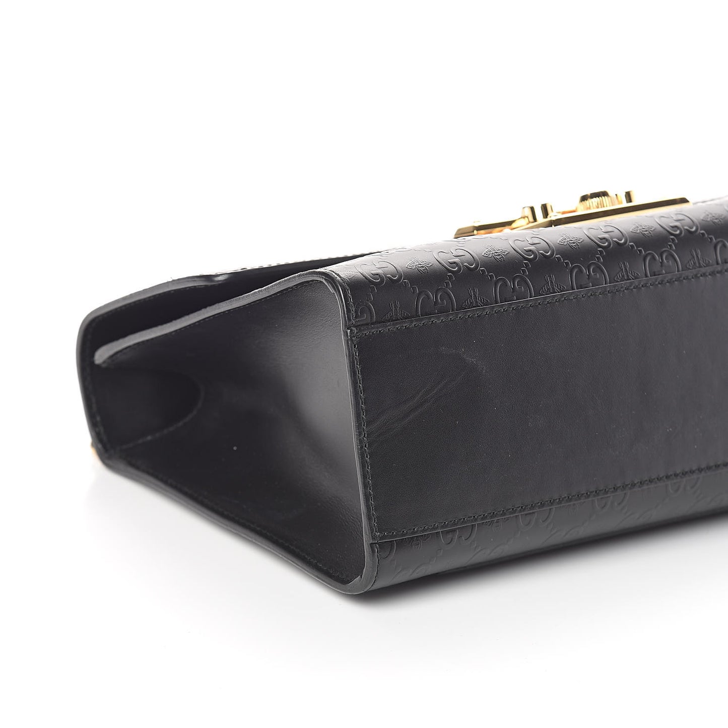 Calfskin GG Monogram Bees Embossed Medium Padlock Shoulder Bag Black