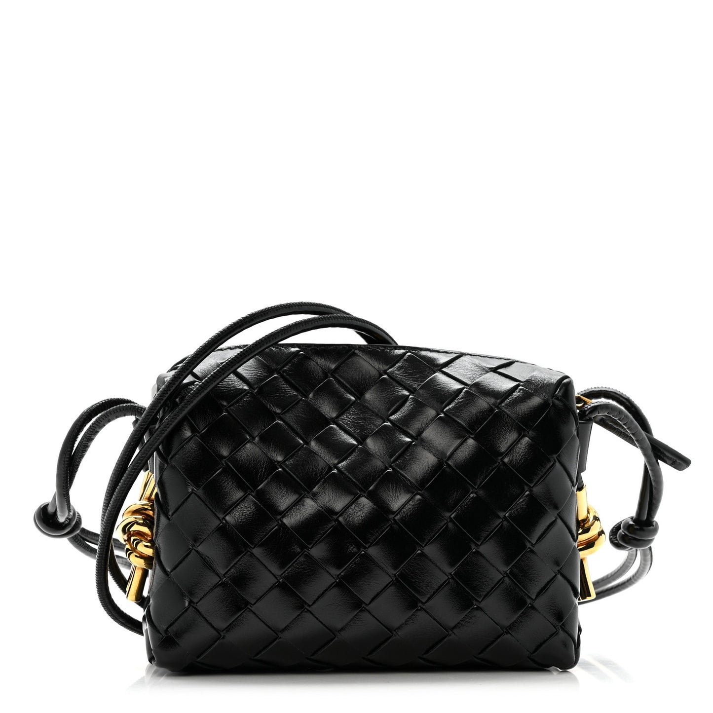 Nappa Intrecciato Metallic Knot Mini Loop Camera Bag Black