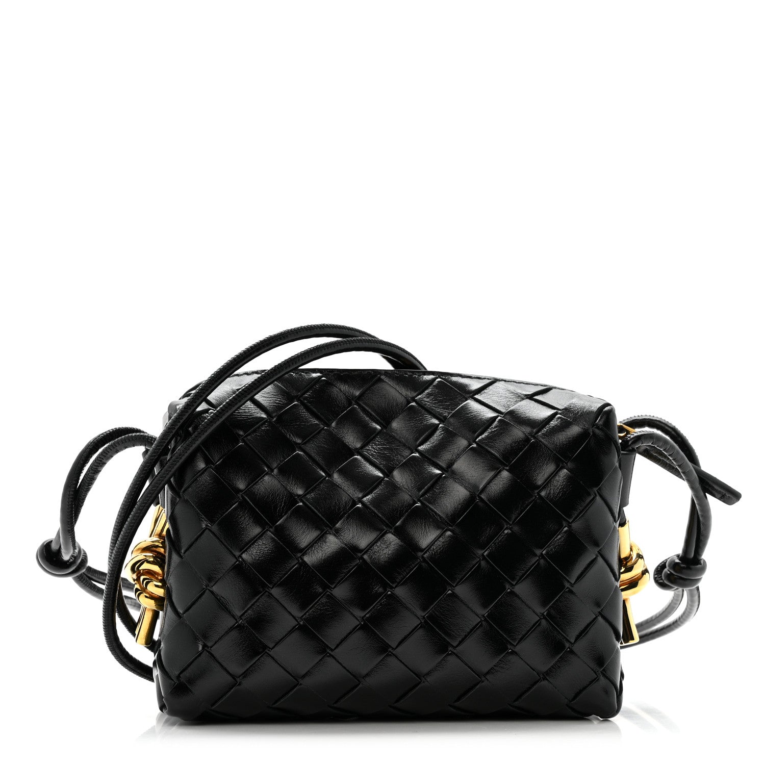 Bottega Veneta Nappa Intrecciato Metallic Knot Mini Loop Camera Bag Black 1 of 11
