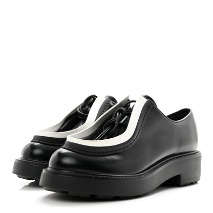 Prada Spazzolato Rois Monolith 55mm Derby Loafers 39.5 Black White 3 of 10