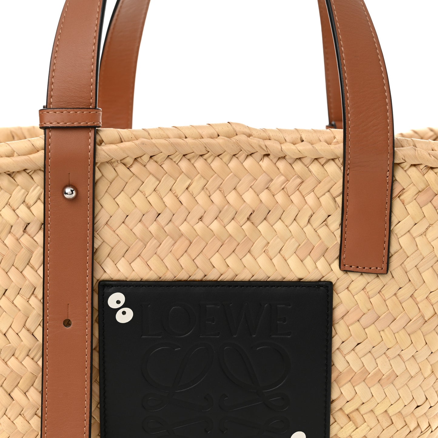 X MY NEIGHBOR TOTORO Raffia Dust Bunnies Basket Tote Bag Black Tan