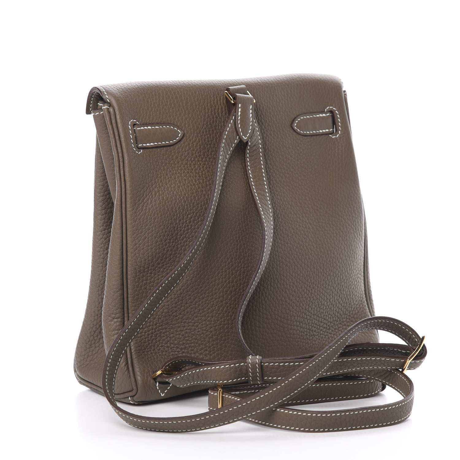 Hermes Taurillon Clemence Kelly Ado Backpack Etoupe 2 of 9