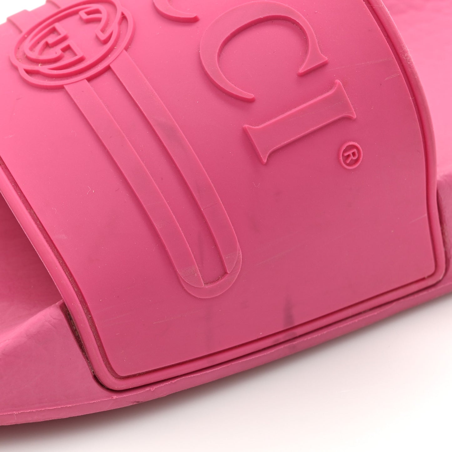 Rubber Womens Logo Slide Sandals 39 Fuchsia