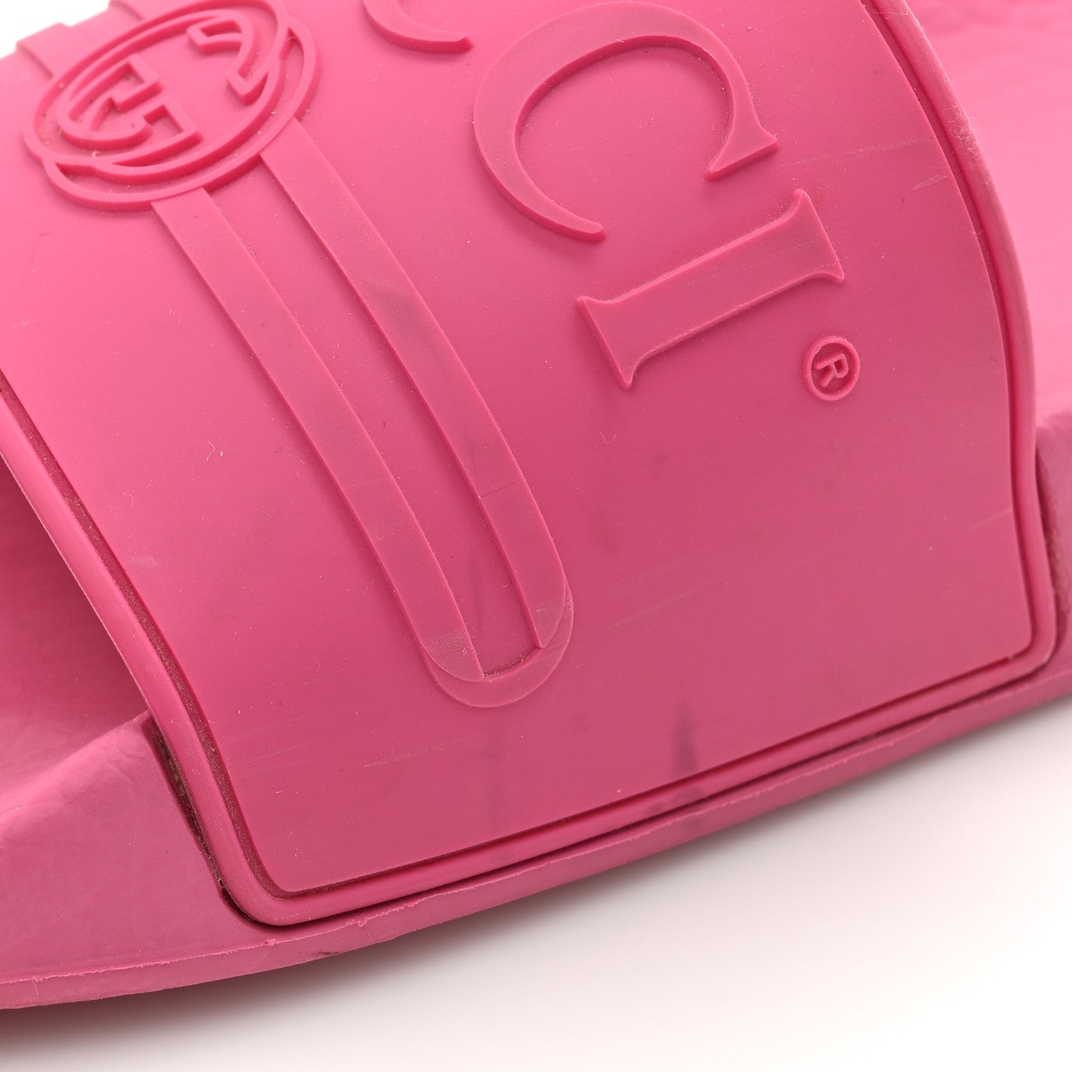Gucci Rubber Womens Logo Slide Sandals 39 Fuchsia 10 of 10