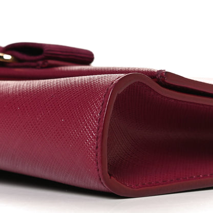 Salvatore Ferragamo Calfskin Mini Miss Vara Bow Chain Bag Burgundy 9 of 10